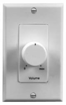 25W Volume Control Attenuator with Decora Wallplate in Almond
