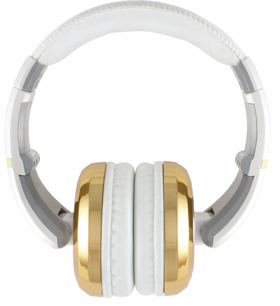 Stereo Headphones with Detachable Cable in White and Gold