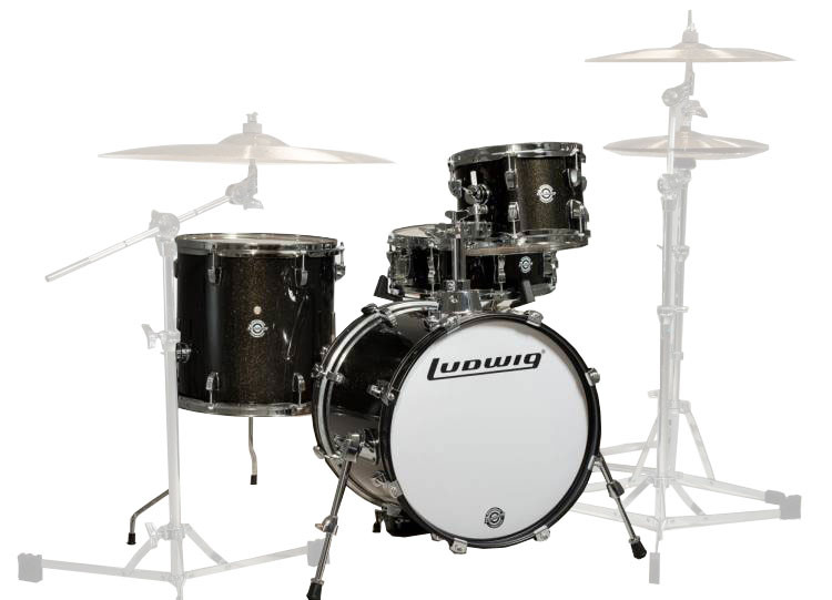 4-Piece Shell Pack in Black: 14x16" Bass Drum, 7x10" Rack Tom, 13x13" Floor Tom, 5x14" Snare Drum