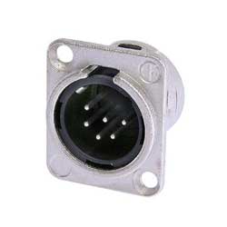 6-pin Male XLR Panel Receptacle, Nickel