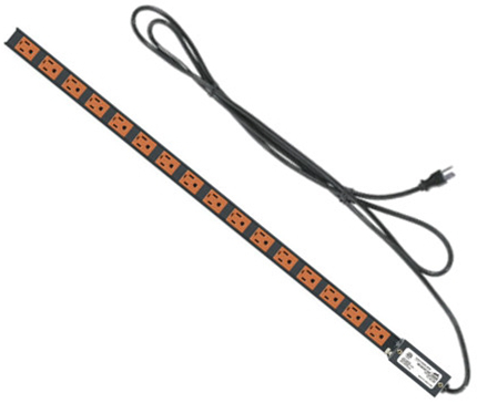 60" No-Surge 14-Outlet PDT Series Thin Vertical Power Strip for Racks with 9 ft Cord, NEMA 5-15P Plug and Circuit Breaker