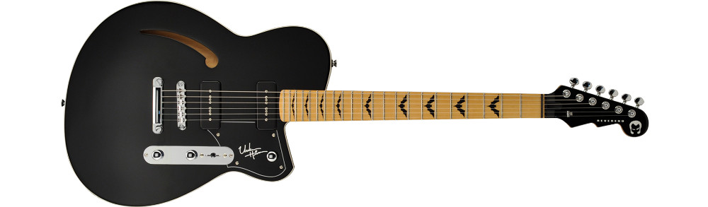 Midnight Black Signature Semi-Hollowbody Electric Guitar with Coffin Gig Bag