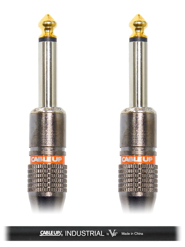 50 ft 1/4" TS Male to 1/4" TS Male Unbalanced Cable with Black Jacket