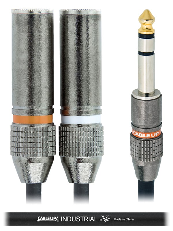 6" 1/4" TRS Male to Dual 1/4" TS Female Y-Cable