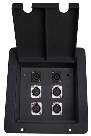 Recessed Floor Box with 4x XLR-F and 2 Speakon Jacks