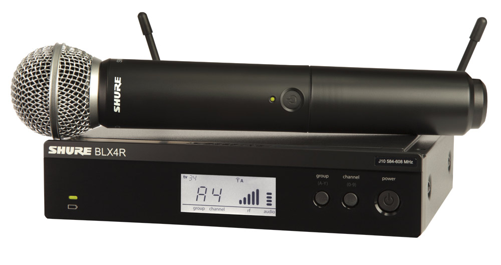 Wireless Rackmount System with SM58 Handheld Microphone Transmitter, J10: 584-608 MHz