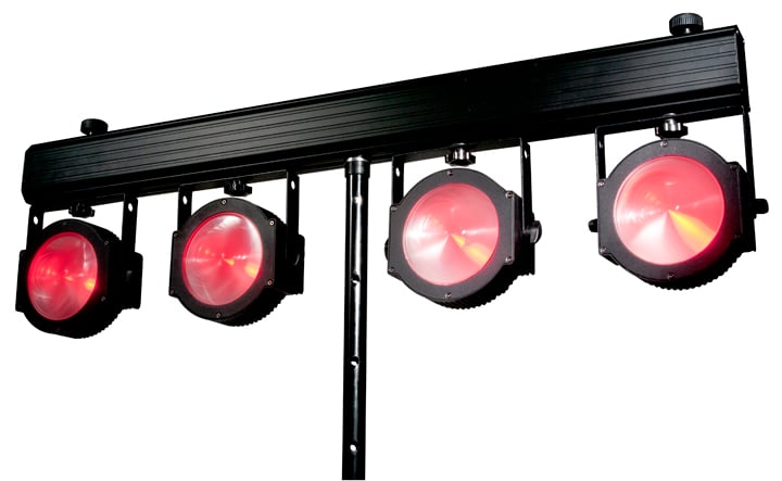 4x 30W Chip-On-Board RGB Tri LED Wash System with Foot Controller and Remote Control