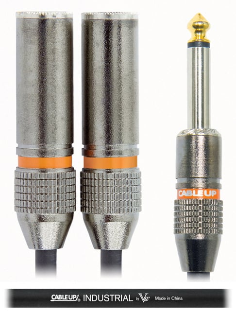 6-inch 1/4" TS Male to Dual 1/4" TS Female Parallel Y-Cable