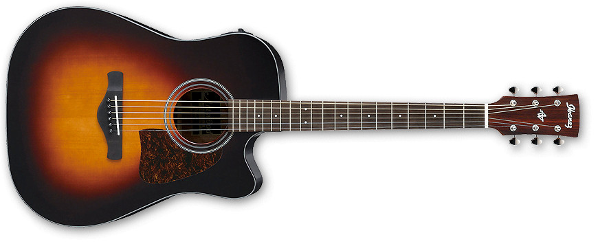 Brown Sunburst High Gloss Artwood Series Dreadnought Cutaway Acoustic/Electric Guitar with AEQ-SP2 Preamp