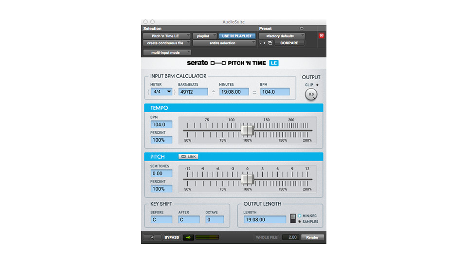 Timestretch/Pitch Shift AudioSuite Software Plug-In
