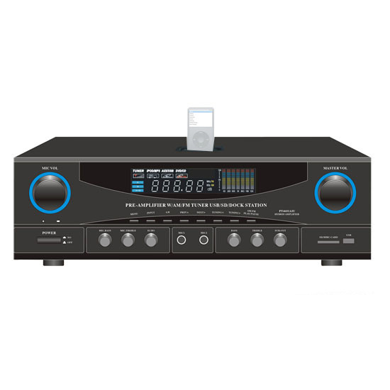 500W Stereo Receiver with USB/SD/iPod Docking Station