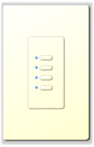 Ultra Series Digital 5-Wire 4 Button Station in White with Blue LED Indicators
