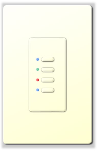 Ultra Series Digital 5-Wire 4 Button Station in White with RGB LED Indicators