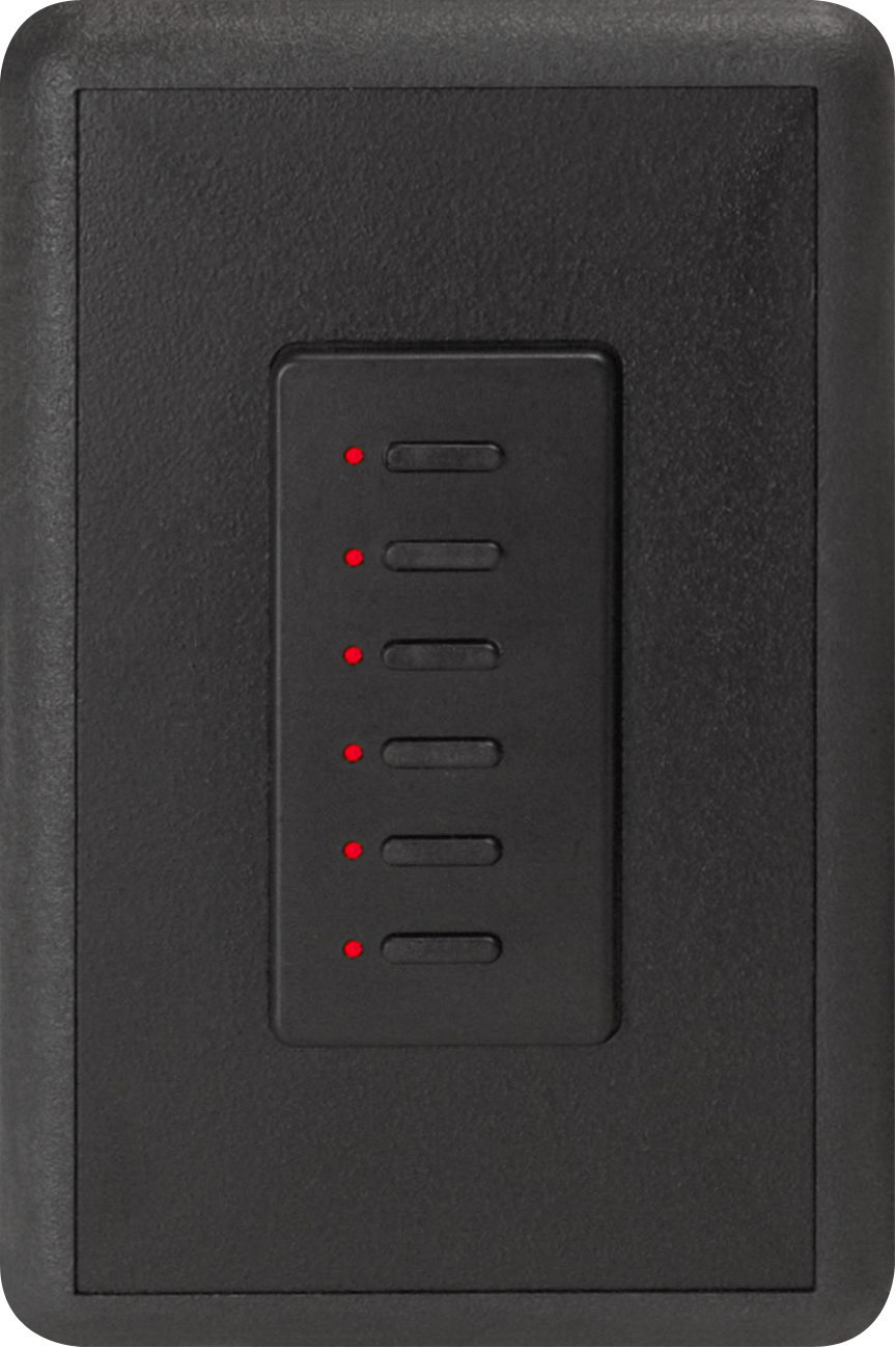 Ultra Series Digital 2-Wire 6 Button Station in Black with Red LED Indicators