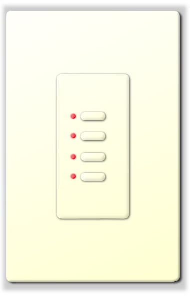 Ultra Series Digital 2-Wire 4 Button Station in White with Red LED Indicators