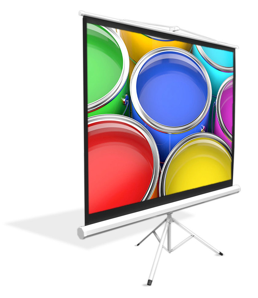 72" Floor Standing Portable Easy Fold-Out Roll-Up Tripod Projector Screen with Matte White Surface