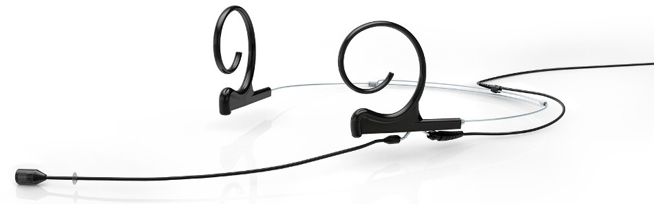 d:fine Dual Ear Cardioid Headset Microphone with Hardwired TA4F Connector and 120mm Long Boom Arm, Black