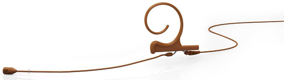 d:fine Single Ear Cardioid Headset Microphone with Hardwired 3-Pin Lemo Connector and 120mm Long Boom Arm, Brown