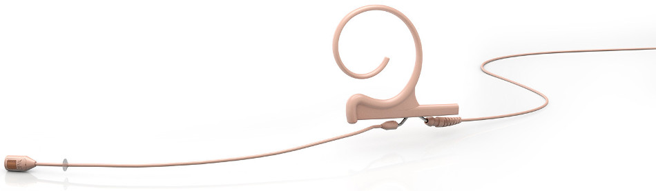 d:fine Single Ear Cardioid Headset Microphone with Hardwired 3.5mm Locking Connector and 120mm Long Boom Arm, Beige