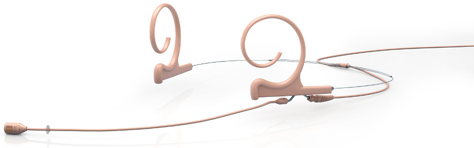 d:fine Dual Ear Cardioid Headset Microphone with Hardwired TA5F Connector and 120mm Long Boom Arm, Beige