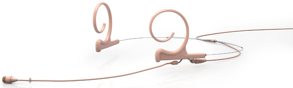d:fine Dual Ear Omnidirectional Headset Microphone with Screw-On TA5F Connector and 110mm Long Boom Arm, Beige