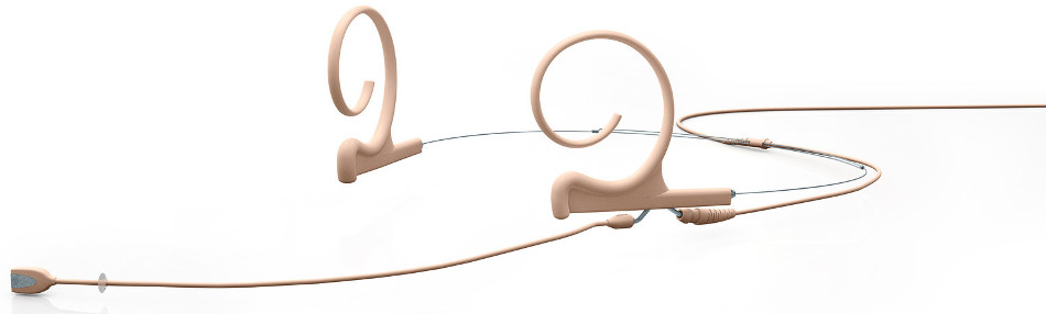 d:fine Dual Ear Omnidirectional Headset in Beige with Screw-On 3-Pin Lemo Connector and 110mm Long Boom Arm