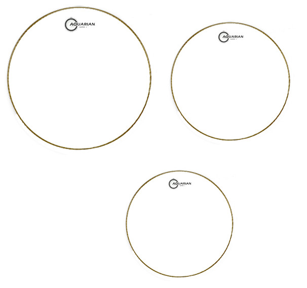 3-Pack of Super-2 Tom Tom Drumheads in Clear: 12",13",16"