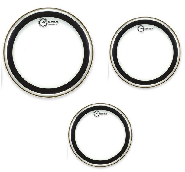 3-Pack of Performance 2 Clear Tom Drum Heads: 10,12,14"