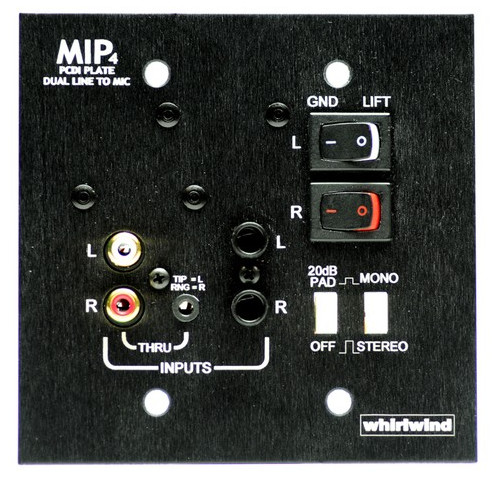 Media Input Wallplate with 1/4" TS, 1/8" mini, and RCA Inputs with Black Finish