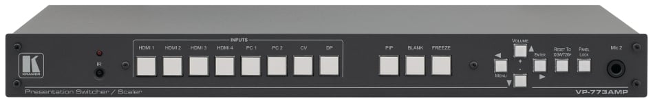 8-Input HDMI and HDBaseT ProScale Presentation Switcher-Scaler with 2K Support and Audio Power Amplifier