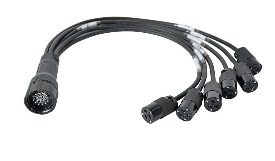 6 ft 15 Amp Evergrip Breakout Cable with Male LSC19 Multi-Pin Connector to 6 Female NEMA 5-15 Connectors