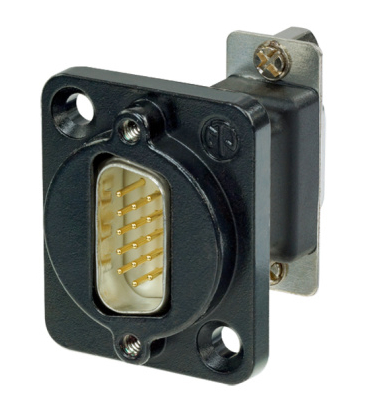 15-Pin D-SUB Male to Female Feedthrough with Black Housing