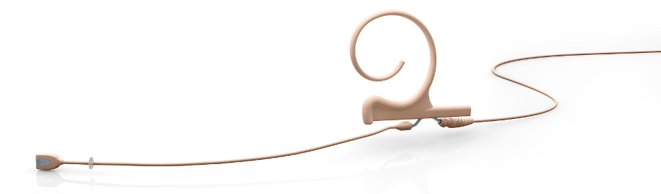 Single-Ear Directional Headset Microphone with 3.5mm Locking Connector in Beige