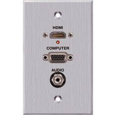 Single-Gang Wallplate with HDMI Pigtail, VGA and 1/8" TRS Female Pass Through