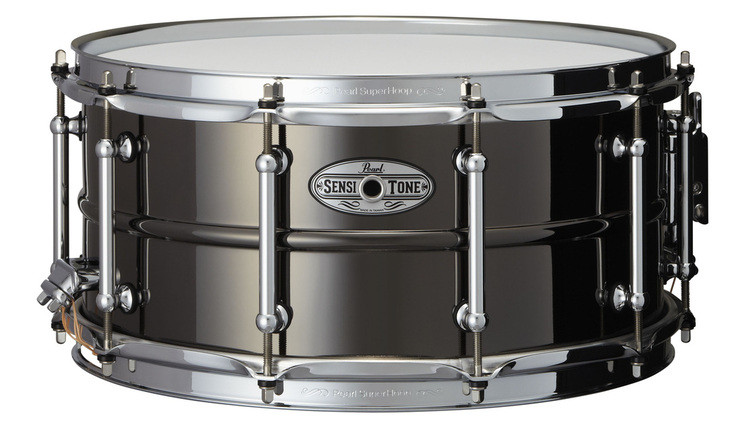 6.5"x14" SensiTone Beaded Brass Snare Drum in Black