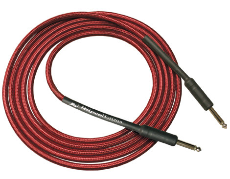 10 ft Cloth Wound Guitar Cable in Black with Red and Yellow Accents