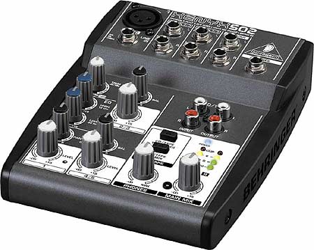 Mixer, 5-Input (1 mic, 2 stereo) 2-Bus with Rotary Control