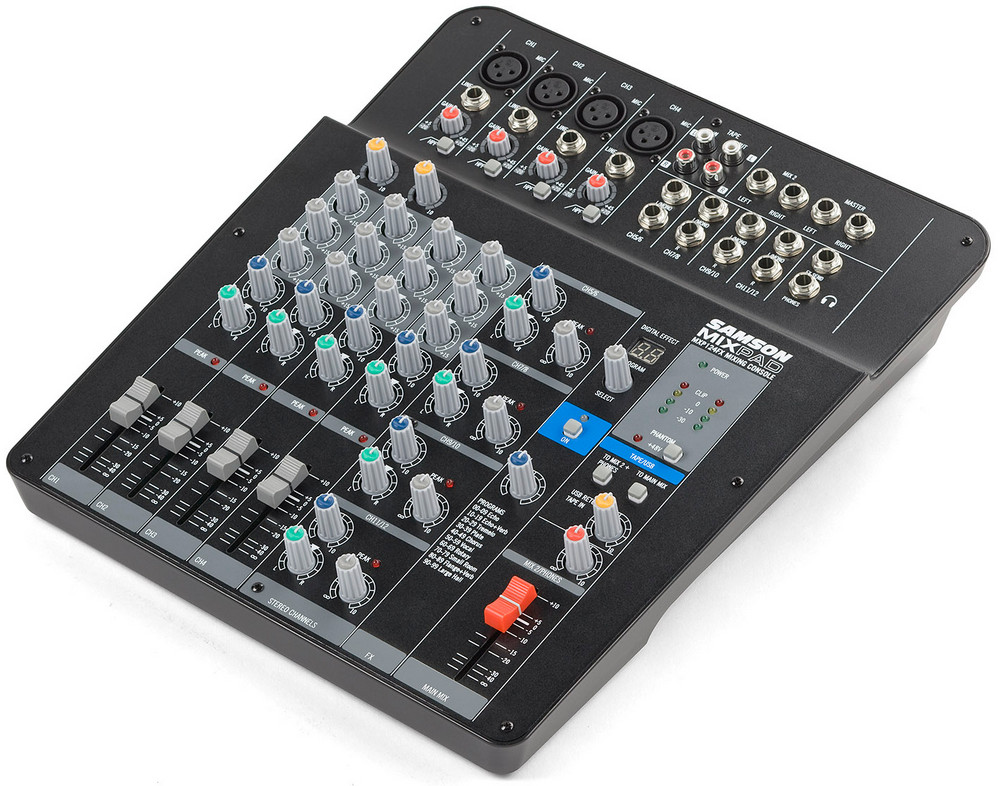 Compact 8 Channel 12 Input Analog Stereo Mixer with Effects and USB
