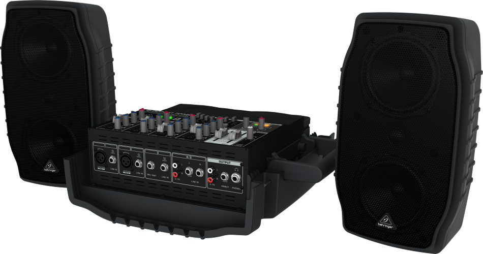 5-Channel 200 Watt Compact Portable PA System with Wireless Expandability and Multi-FX Processor