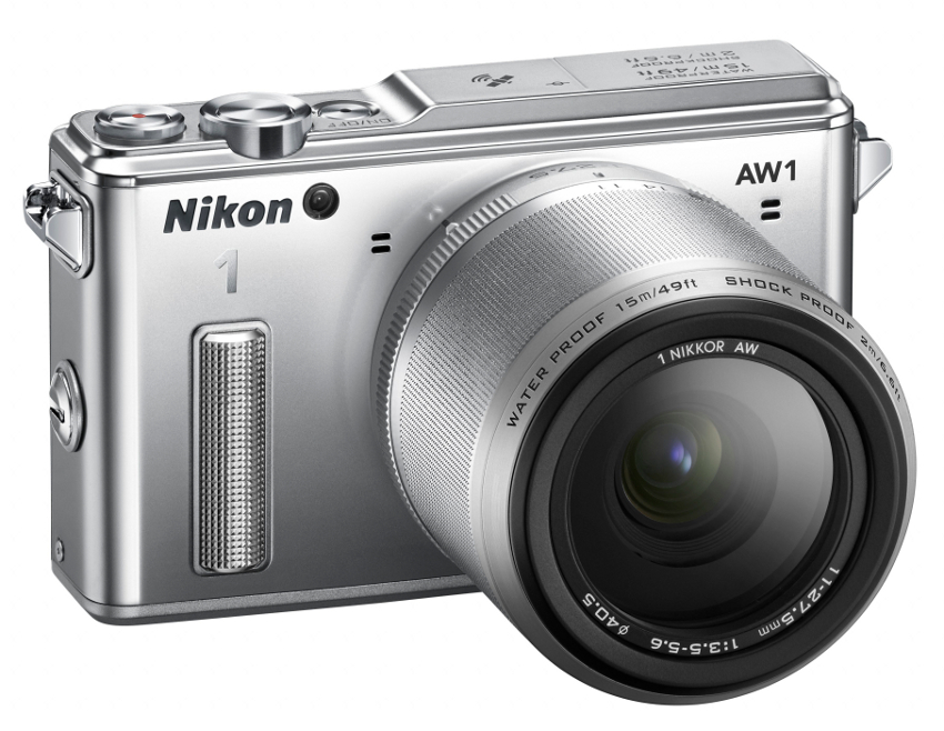 14.2 MP 1 AW1 Camera in Silver with NIKKOR AW 11-27.5mm f/3.5-5.6 Zoom Lens