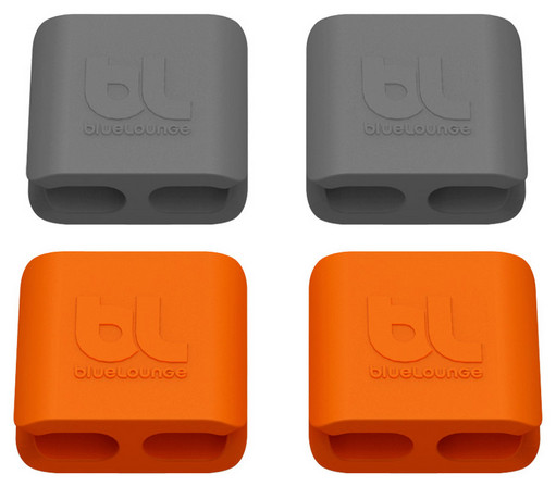 4 Pack of Orange and Gray Medium Size bluelounge CableClips