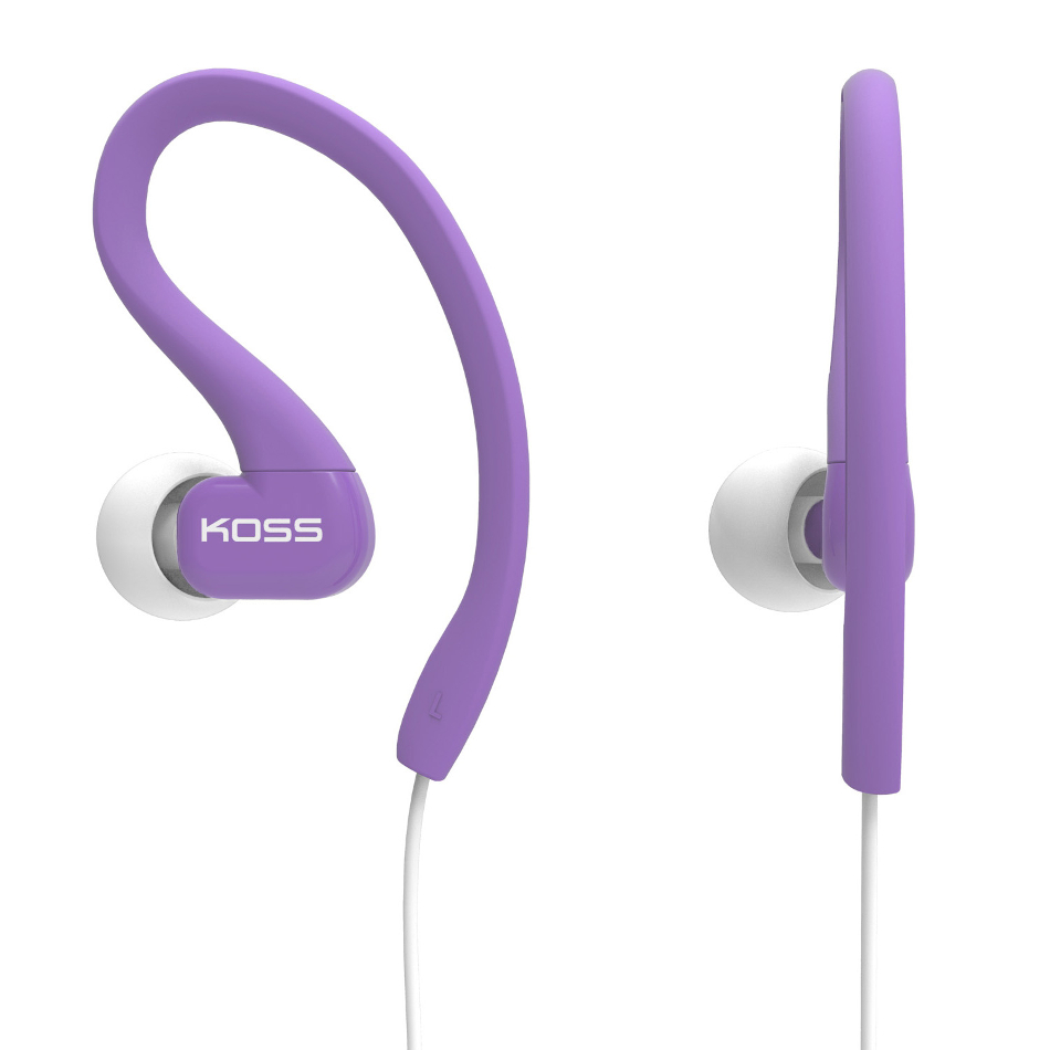Sweat Resistant Clip-On Earphones in Purple