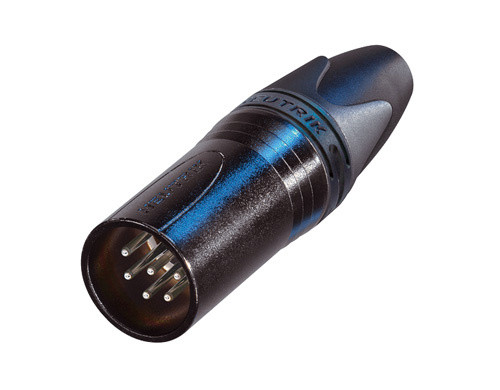 6-Pin Male XLR Connector with Black Housing and Silver Contacts