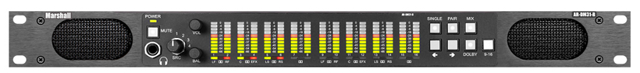 16 Channel Digital Audio Monitor - 1RU Mainframe with Tri-Color LED Bar Graphs