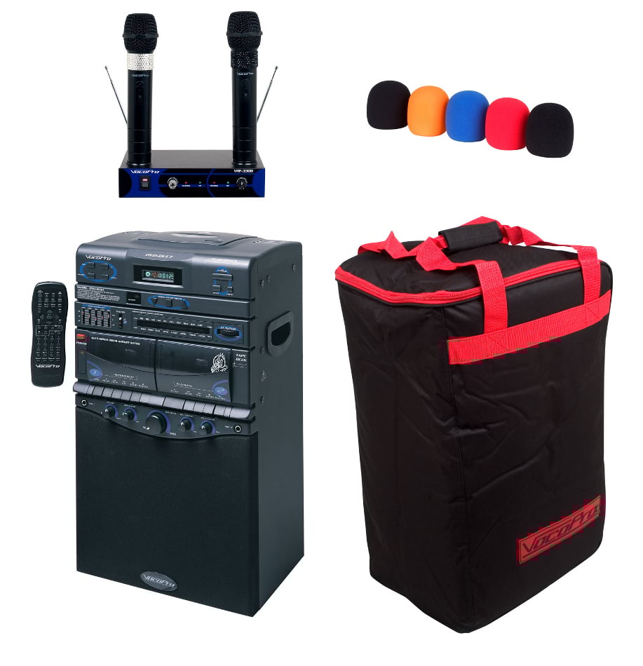 Multi-Format Portable Karaoke System with (2) Wireless Microphones