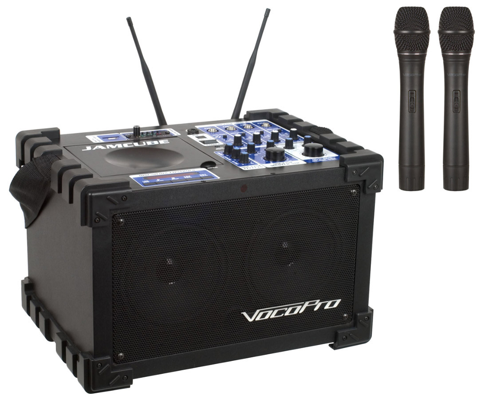 100 Watt All-In-One Compact PA System with CD/MP3 Playback, SD Recorder and (2) Wireless Microphones