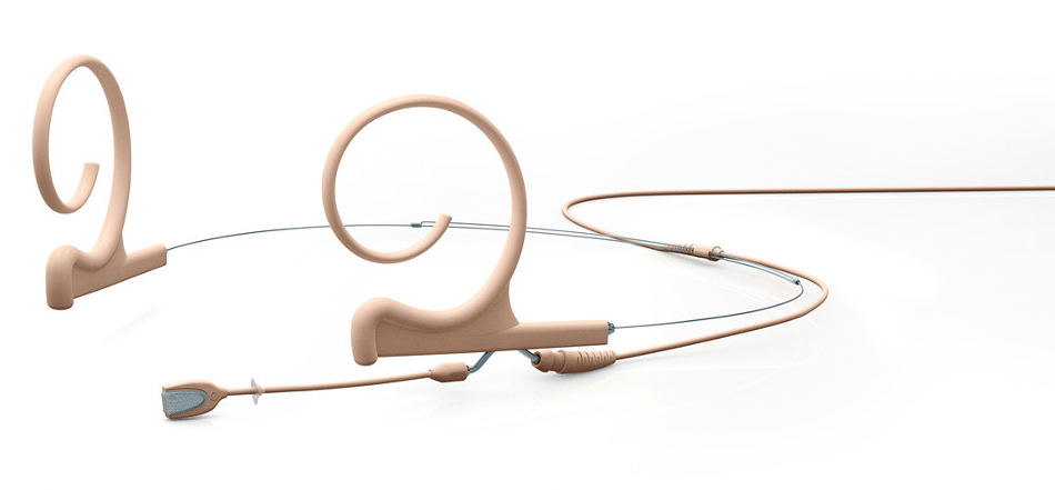 d:fine™ Dual-Ear Omnidirectional Headset Microphone with 40mm Boom in Beige, Locking 3.5mm Connector
