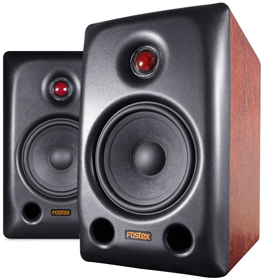 Pair of 5.2" Active HiFi Speaker System with Woodgrain Finish