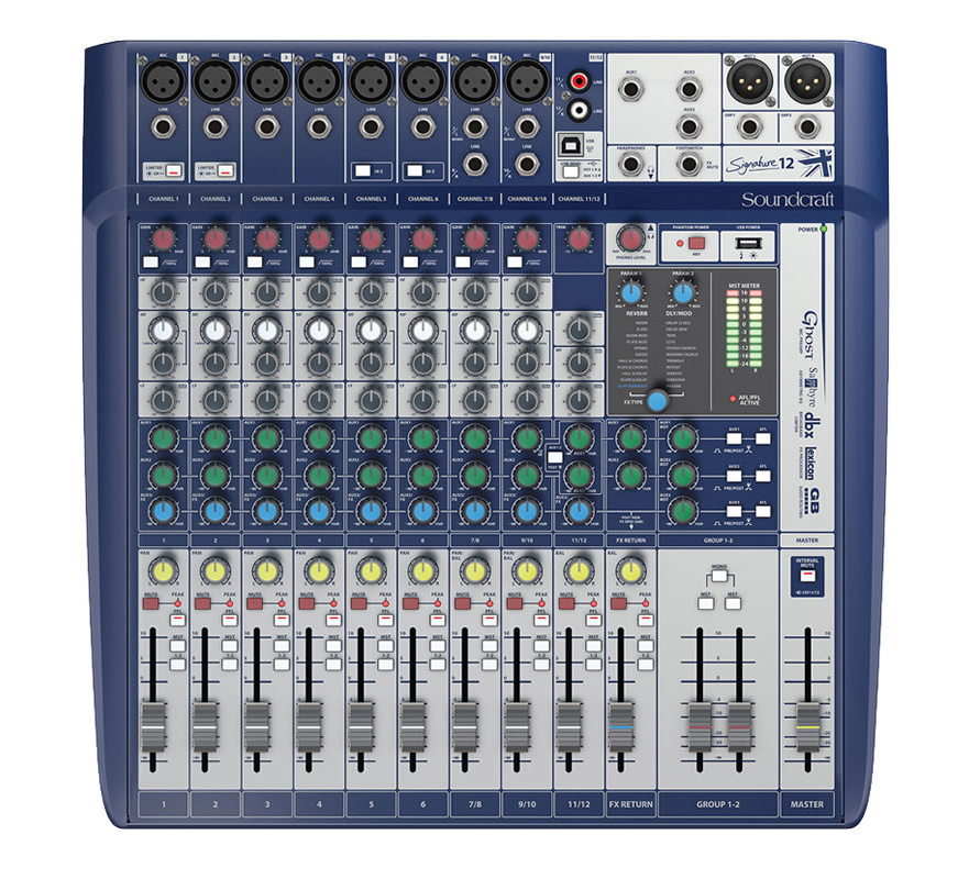 12-Input Compact Analog Mixer with Onboard Effects and 2x2 USB Interface