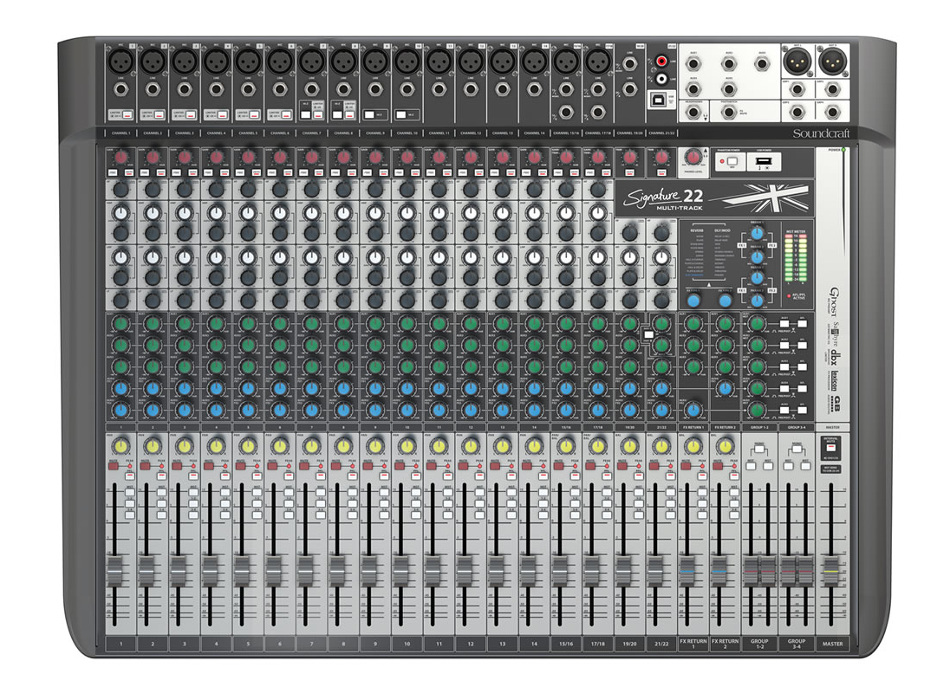 22-Input Analog Mixer with Multi-track USB Interface and Onboard Effects